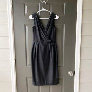 Vintage AJ Bari 100% Silk Mini/Midi Black Cocktail Dress Made in Korea Size 8